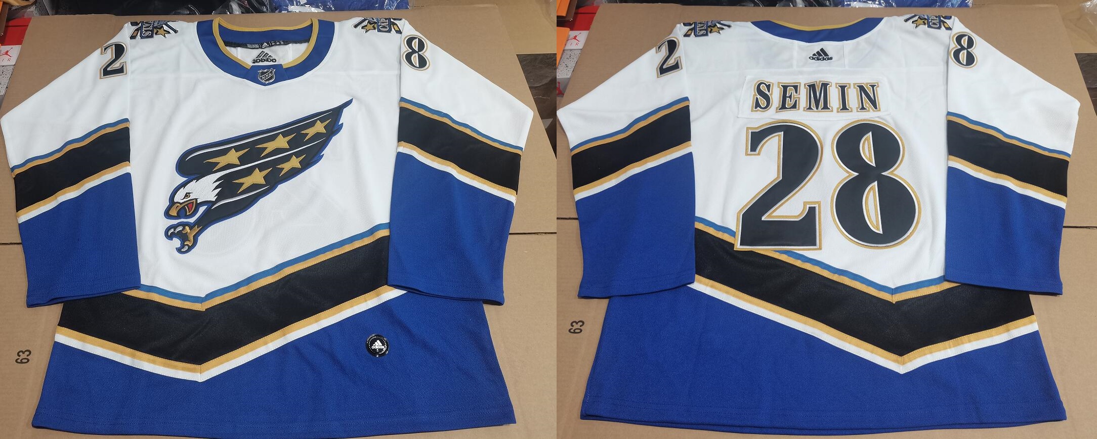 Men's Washington Capitals Alexander Semin #28 White Blue jersey